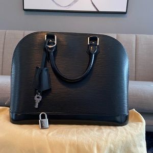 LOUIS VUITTON- Alma PM Epi Leather Handbag - Black